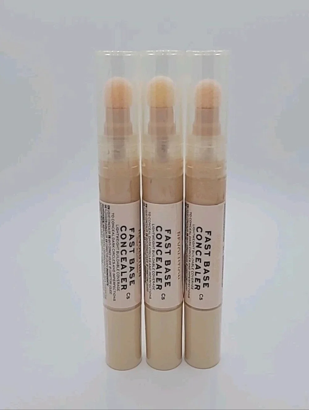 NWT 3x Makeup Revolution Fast Base Concealer Shade #C5 0.15 fl oz Ea SEALED